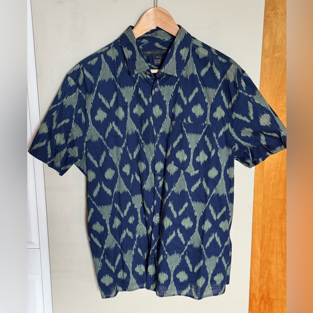 Marc By Marc Jacobs Navy and Olive Patterned Shirt